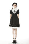 Rebel princess tie up heart black white dress DW496