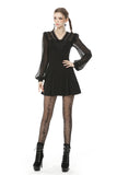 Gothic mesh sleeves deep V neck dress DW499