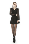 Gothic mesh sleeves deep V neck dress DW499