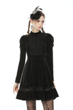 Melanism gothic antique velvet high collar dress DW506