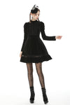 Melanism gothic antique velvet high collar dress DW506