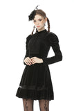 Melanism gothic antique velvet high collar dress DW506