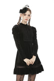 Melanism gothic antique velvet high collar dress DW506