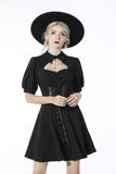 Rebel girl lace up waist lapel dress DW515