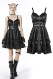 Rebel locomotive girl faux leather strap dress DW519