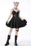 Rebel locomotive girl faux leather strap dress DW519