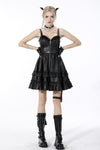 Rebel locomotive girl faux leather strap dress DW519