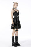 Rebel locomotive girl faux leather strap dress DW519