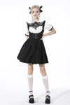 Preppy style pleated lace up back suspenders skirt DW522