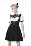 Preppy style pleated lace up back suspenders skirt DW522