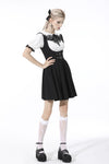 Preppy style pleated lace up back suspenders skirt DW522