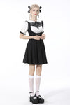 Preppy style pleated lace up back suspenders skirt DW522