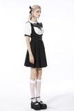 Preppy style pleated lace up back suspenders skirt DW522