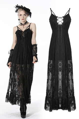 Gothic sexy lace maxi strap dress DW523