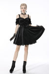 Gothic lady off shoulder velvet black party dress DW541BK