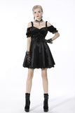 Gothic lady off shoulder velvet black party dress DW541BK