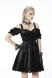 Gothic lady off shoulder velvet black party dress DW541BK