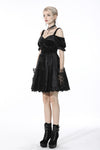 Gothic lady off shoulder velvet black party dress DW541BK