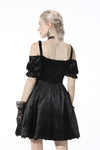 Gothic lady off shoulder velvet black party dress DW541BK