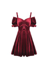 Gothic lady off shoulder velvet wine red party dress DW541RD