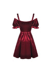 Gothic lady off shoulder velvet wine red party dress DW541RD