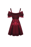 Gothic lady off shoulder velvet wine red party dress DW541RD