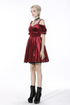 Gothic lady off shoulder velvet wine red party dress DW541RD