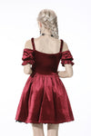 Gothic lady off shoulder velvet wine red party dress DW541RD