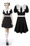 Black lolita white big bow collar dress DW552