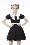 Black lolita white big bow collar dress DW552