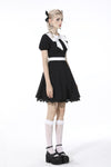 Black lolita white big bow collar dress DW552