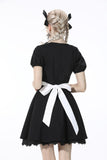 Black lolita white big bow collar dress DW552