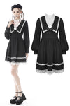 Gothic doll black white fake two pieces preppy dress DW572