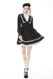 Gothic doll black white fake two pieces preppy dress DW572