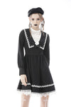 Gothic doll black white fake two pieces preppy dress DW572