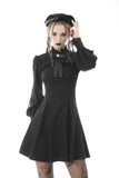 Women ribbon neck tie long-sleeves dress DW574