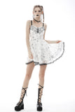 Sexy punk white pattern strap dress DW575