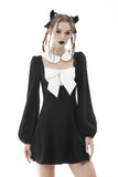 Gothic lolita black white super bowknot dress DW576