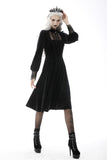 Devil magic ruffle trim bust velvet dress DW588