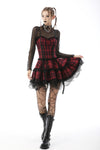 Punk studded plaid layered mini strap dress DW597