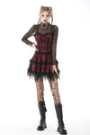 Punk studded plaid layered mini strap dress DW597