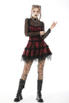 Punk studded plaid layered mini strap dress DW597