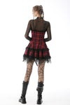 Punk studded plaid layered mini strap dress DW597