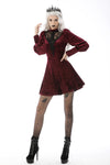 Queen super low lace bust wine velvet dress DW604