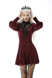 Queen super low lace bust wine velvet dress DW604