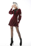 Queen super low lace bust wine velvet dress DW604