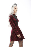 Queen super low lace bust wine velvet dress DW604