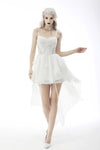 White ghost butterfly high low wedding party dress DW606