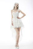 White ghost butterfly high low wedding party dress DW606