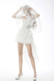 White ghost butterfly high low wedding party dress DW606